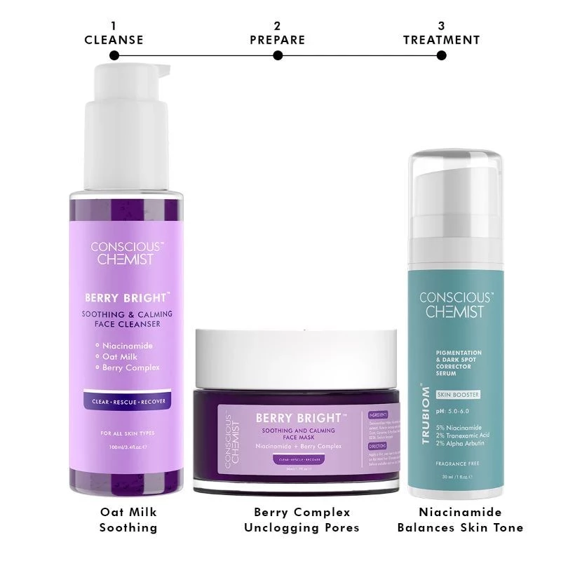 Conscious Chemist Radiance Routine Kit - Cleanser+Mask+Serum (Combo of 3) - Image 2