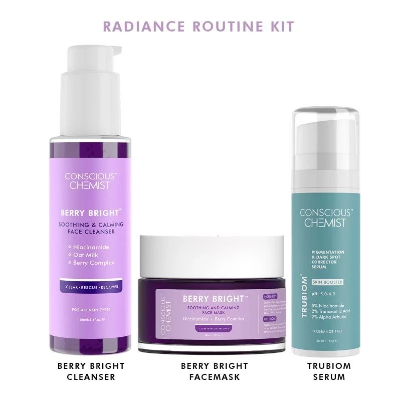 Conscious Chemist Radiance Routine Kit - Cleanser+Mask+Serum (Combo of 3) - Image 3