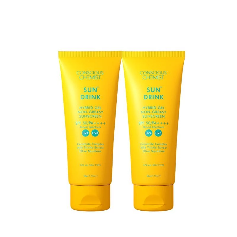 Conscious Chemist Sun Drink Hybrid Lightweight Gel Sunscreen SPF50 PA++++ Super Saver - Pack Of 2 Conscious Chemist Sun Drink Hybrid Lightweight Gel Sunscreen SPF50 PA++++ Super Saver - Pack Of 2-Pack Size-50 g (Each)