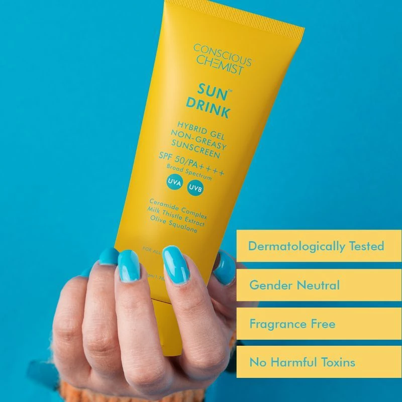 Conscious Chemist Sun Drink Hybrid Lightweight Gel Sunscreen SPF50 PA++++ Super Saver - Pack Of 2 - Image 7