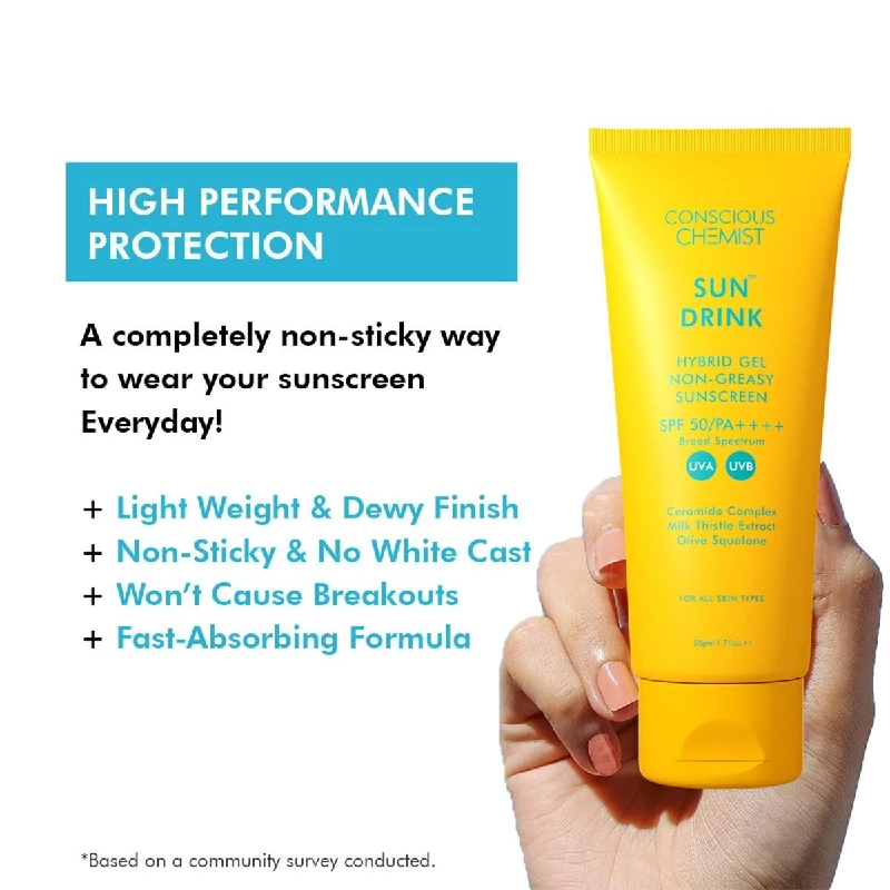 Conscious Chemist Sun Drink Hybrid Lightweight Gel Sunscreen SPF50 Pa++++ - Image 6