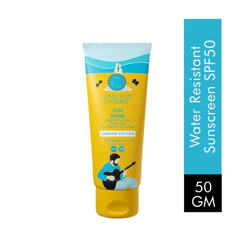 Conscious Chemist Unwind Edition Sun Drink With Water Resistant Gel Sunscreen SPF50 PA++++ Conscious Chemist Unwind Edition Sun Drink With Water Resistant Gel Sunscreen SPF50 PA++++-Pack Size-50 g