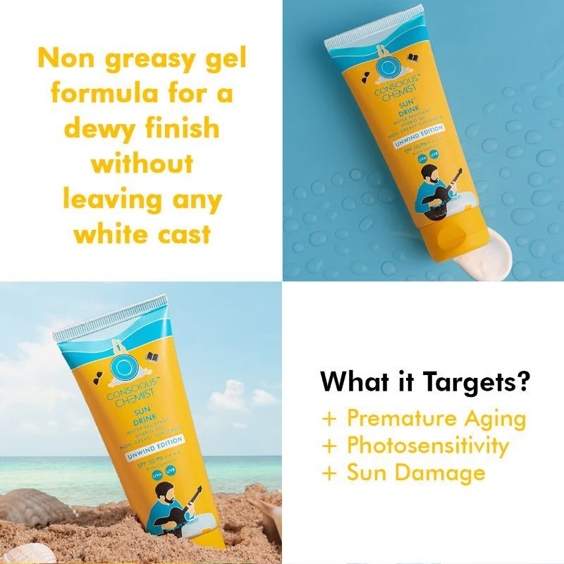 Conscious Chemist Unwind Edition Sun Drink With Water Resistant Gel Sunscreen SPF50 PA++++ - Image 4