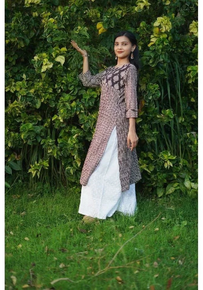 Cotton Black Bagru Hand Block-Print Kurti