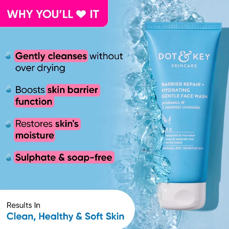 DOT & KEY Barrier Repair + Hydrating Gentle Face Wash With Probiotic - Image 2