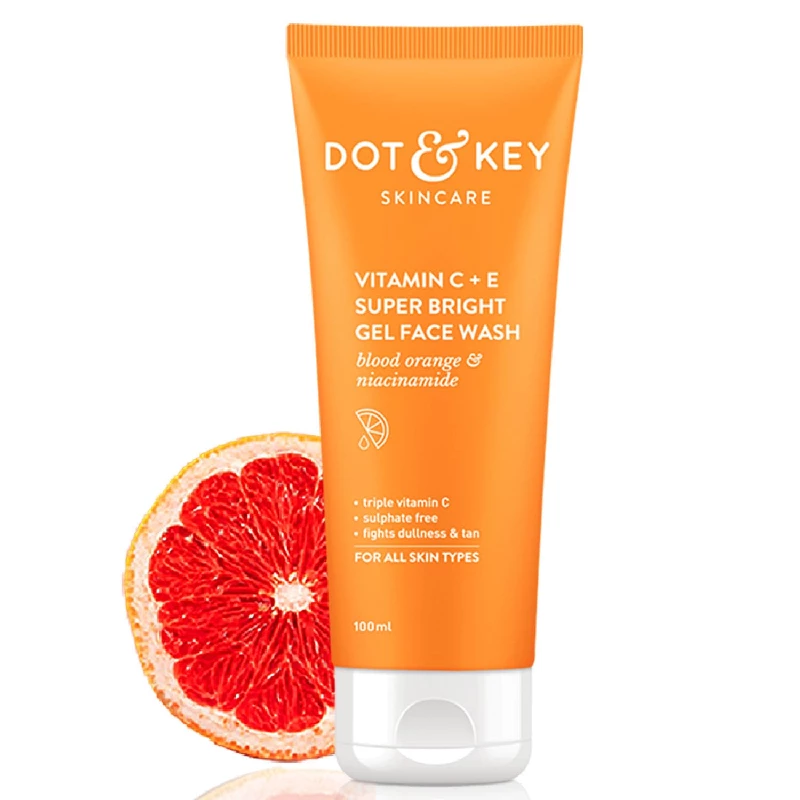 DOT & KEY Vitamin C + E Super Bright Gel Face Wash For Glowing And Brightening Skin DOT & KEY Vitamin C + E Super Bright Gel Face Wash For Glowing And Brightening Skin-Pack Size-100 ml
