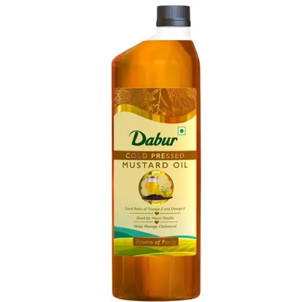Dabur Cold Pressed Mustard Cooking Oil Perfect Blend Of Health, Taste & Aroma, Promotes Heart Health & Lowers Cholesterol Levels