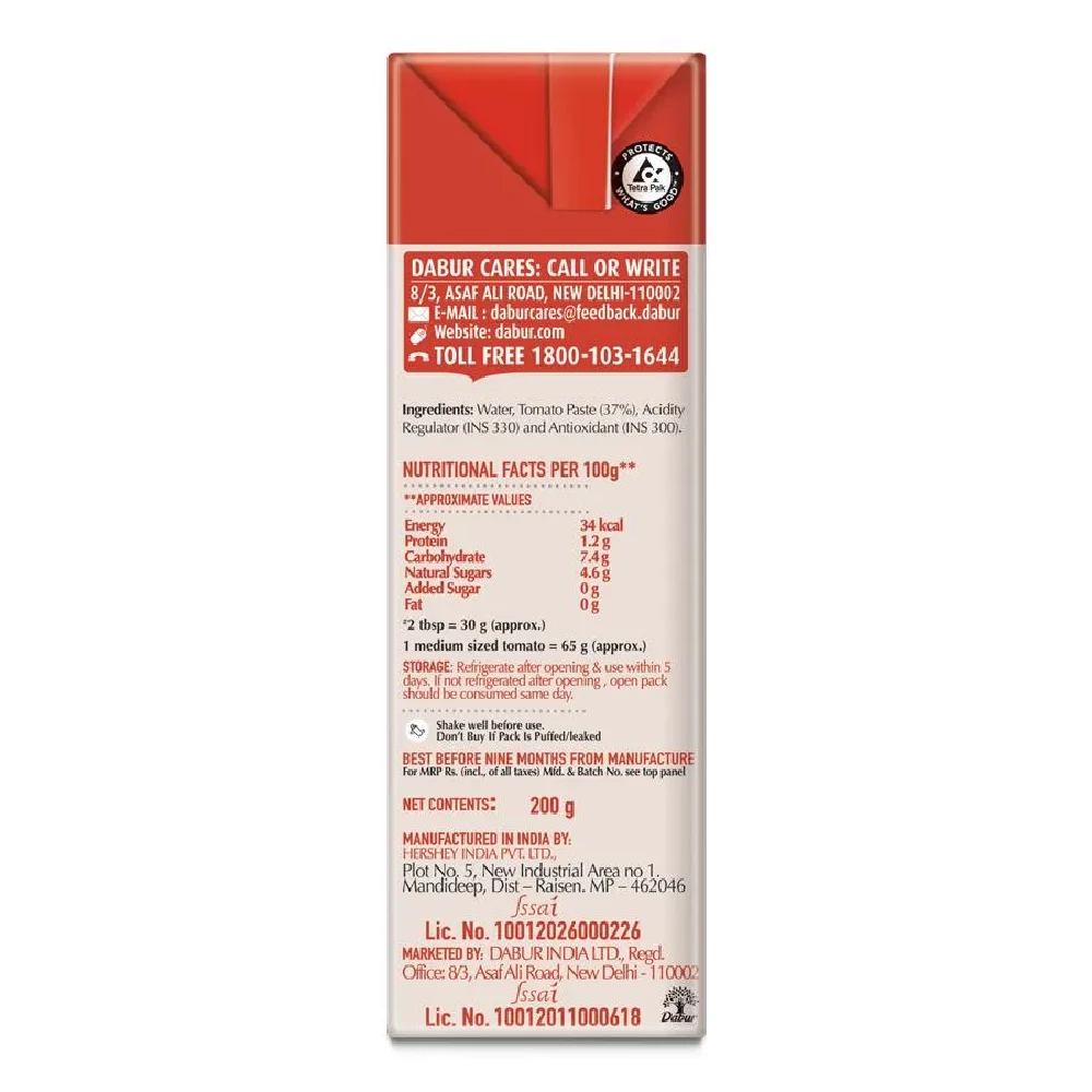 Dabur Hommade Tomato Puree - From 100% Ripe Tomatoes, No Added Preservatives - Image 6