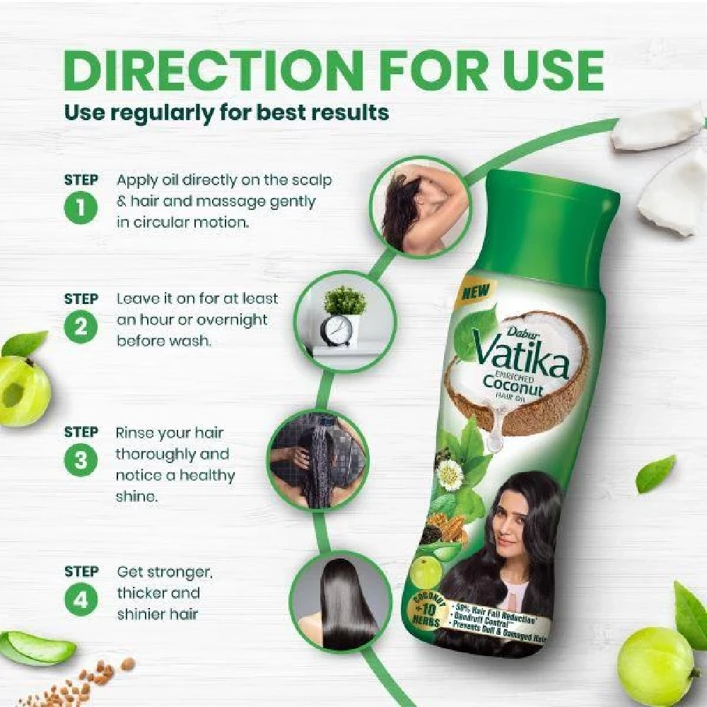 Dabur Vatika Enriched Coconut Hair Oil - Image 3