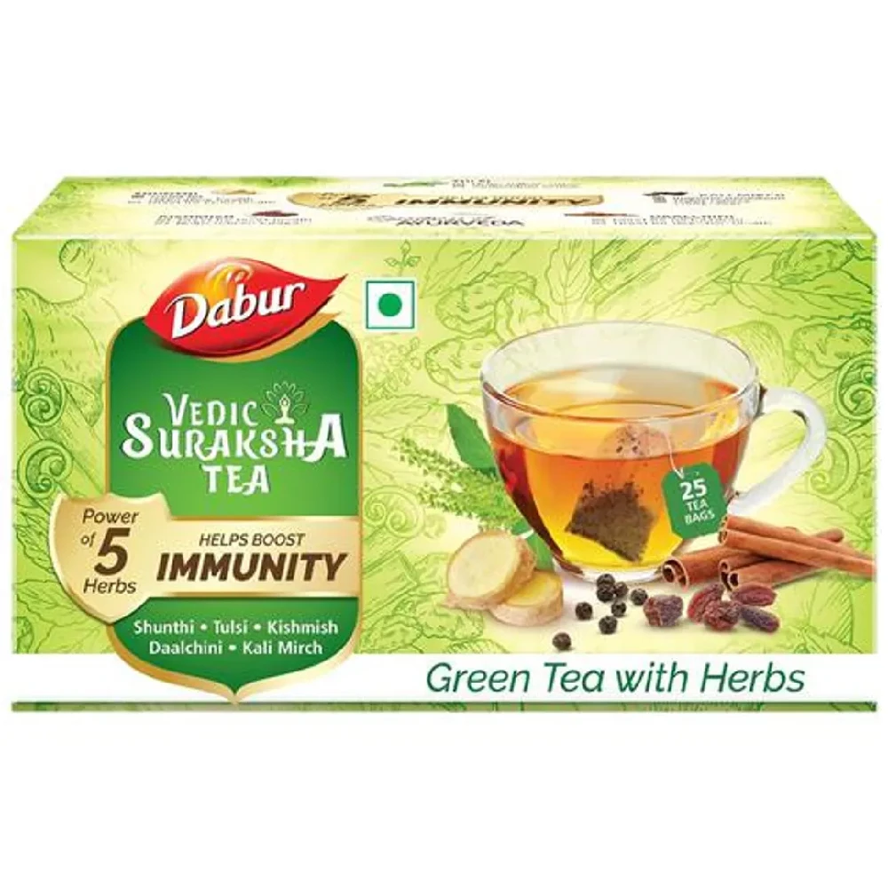 Dabur Vedic Suraksha Green Tea - Immunity Booster - Image 11