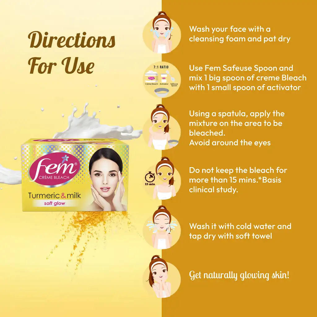 Dabur Fem Crème Bleach Turmeric & Milk Pack of 2 - Image 5