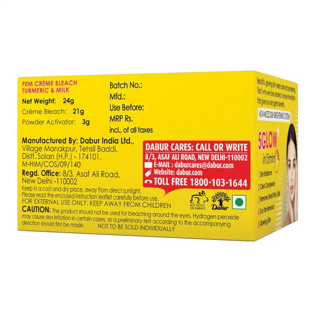 Dabur Fem Crème Bleach Turmeric & Milk Pack of 2 - Image 8
