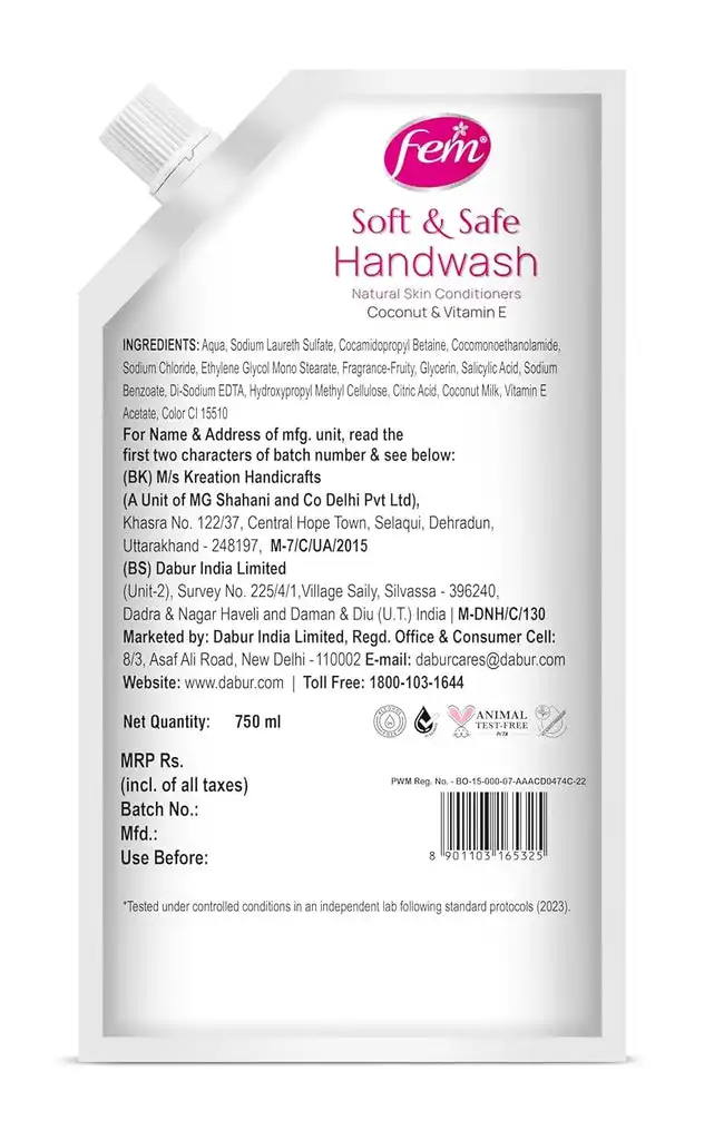 Dabur Fem Fruity Squash Soft & Safe Handwash - Image 5