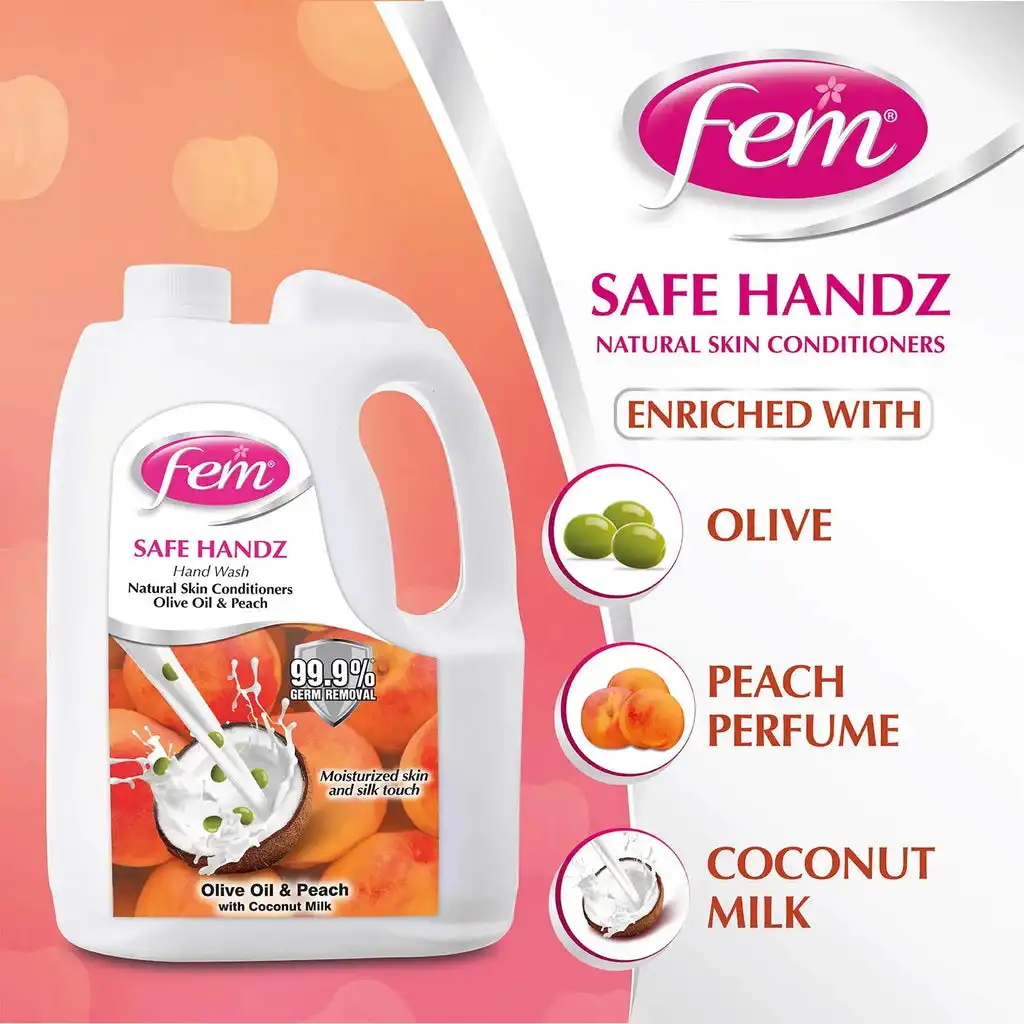 Dabur Fem Safe Handz Olive Oil & Peach Hand Wash - Image 2
