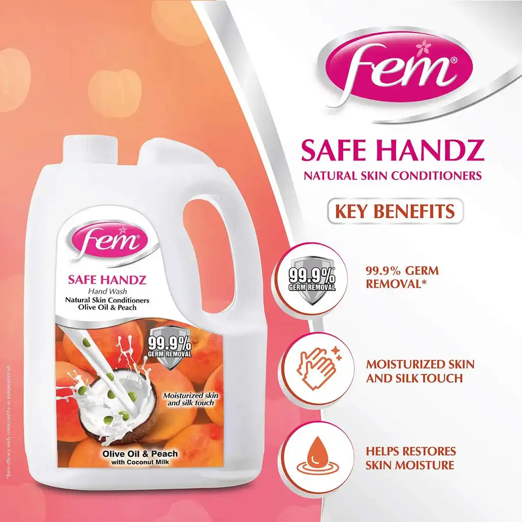 Dabur Fem Safe Handz Olive Oil & Peach Hand Wash - Image 3