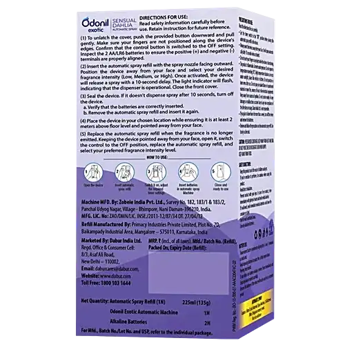 Dabur Odonil Exotic Automatic Spray with Sensual Dahlia Refill Pack of 2 - Image 7
