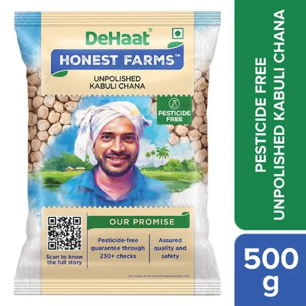 Dehaat Honest Farms Unpolished Kabuli Chana - Pesticide Free Dehaat Honest Farms Unpolished Kabuli Chana - Pesticide Free-Pack Size-500 g