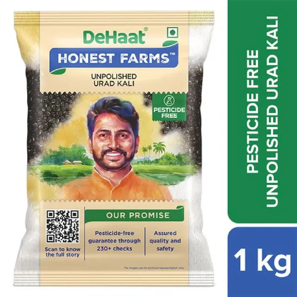 Dehaat Honest Farms Unpolished Urad Kali - Pesticide Free