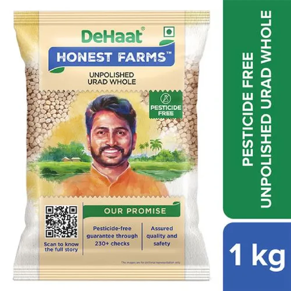 Dehaat Honest Farms Unpolished Urad Whole - Pesticide Free