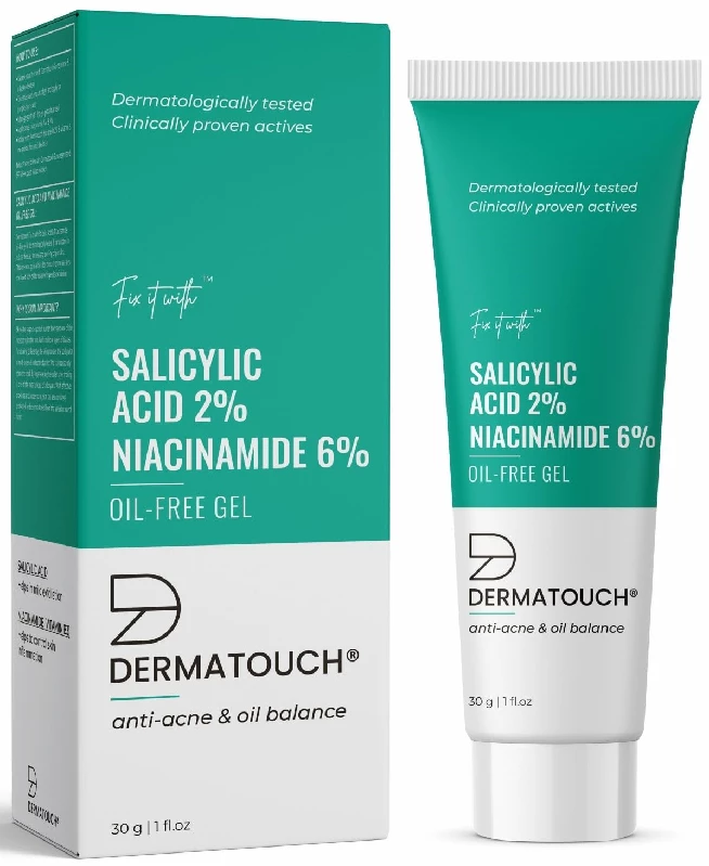 Dermatouch Salicylic Acid 2% Niacinamide 6% Anti-Acne Oil-Free Gel Dermatouch Salicylic Acid 2% Niacinamide 6% Anti-Acne Oil-Free Gel-Pack Size-30 g