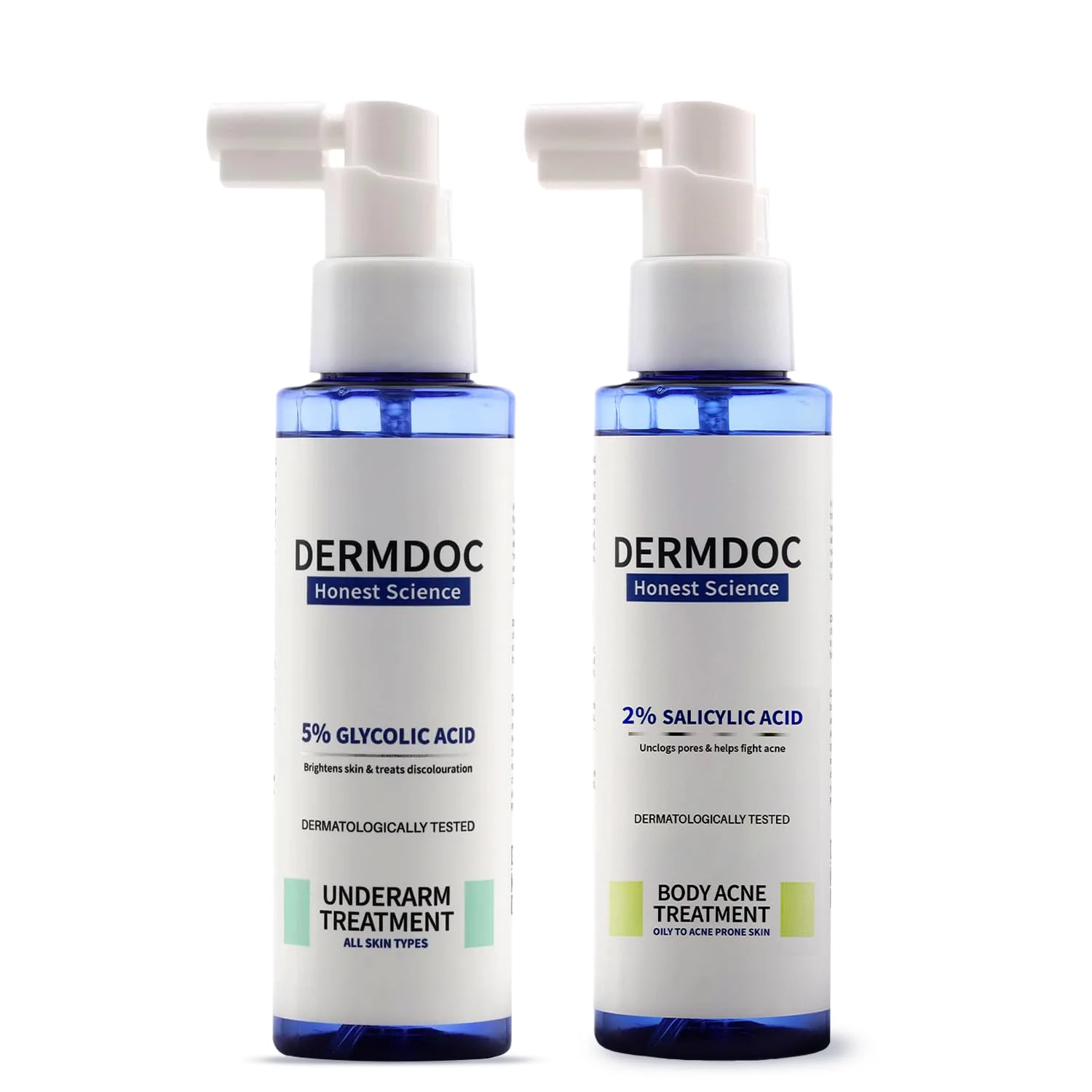 Dermdoc 5% Glycolic Acid Underarm Brightening Spray & 2% Salicylic Acid Body Acne Treatment Spray Dermdoc 5% Glycolic Acid Underarm Brightening Spray & 2% Salicylic Acid Body Acne Treatment Spray-Pack Size-Combo of 2