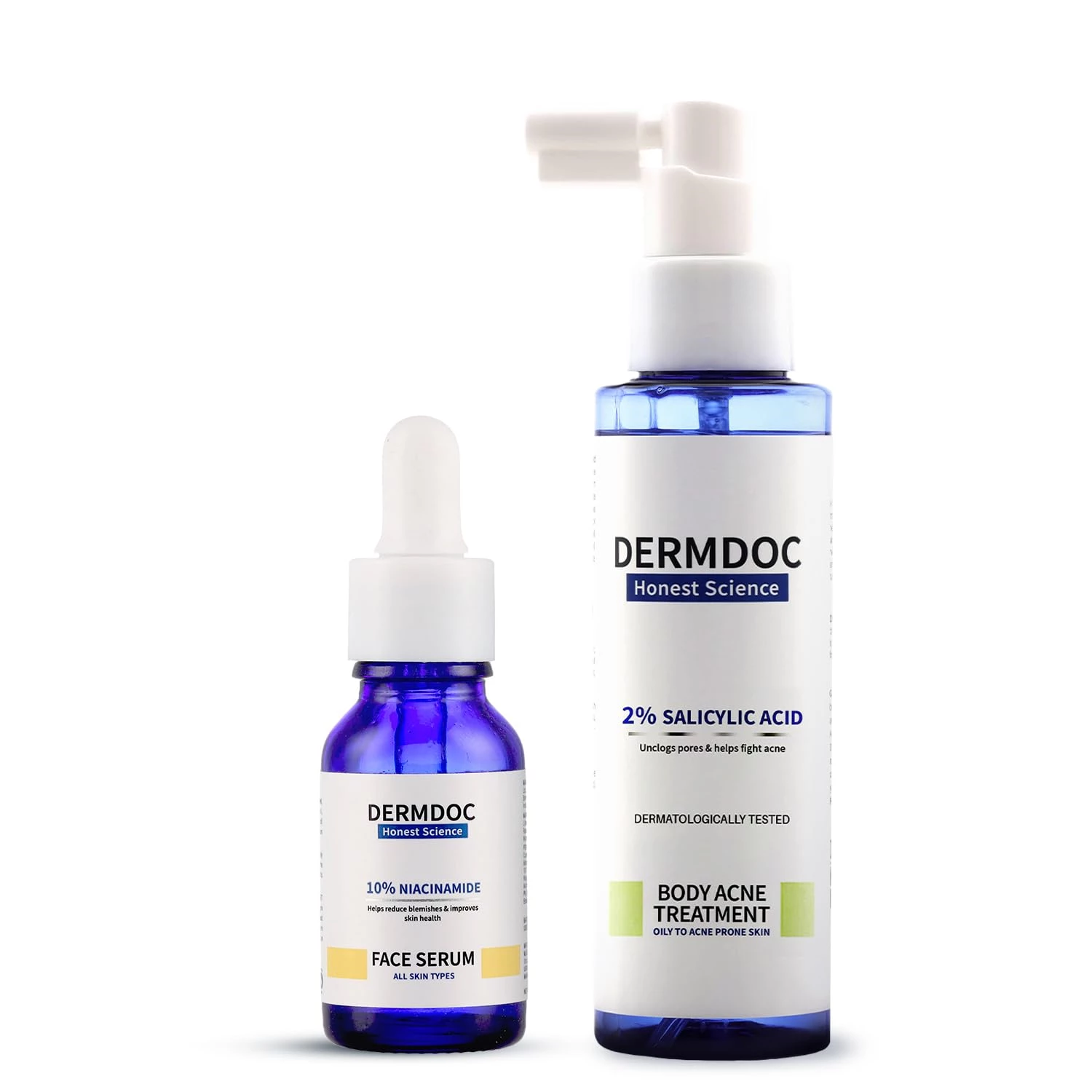 Dermdoc 10% Niacinamide Face Serum (15 ml) & 2% Salicylic Acid Body Acne Treatment Spray (100 ml) Dermdoc 10% Niacinamide Face Serum (15 ml) & 2% Salicylic Acid Body Acne Treatment Spray (100 ml)-Pack Size-Combo of 2