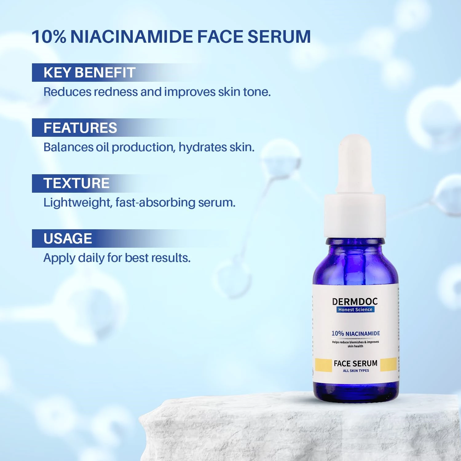 Dermdoc 10% Niacinamide Face Serum (15 ml) & 2% Salicylic Acid Body Acne Treatment Spray (100 ml) - Image 3
