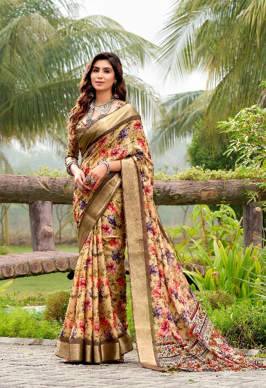 Designer Party Wear Heavy Tussar Ghicha Silk Saree (181454)