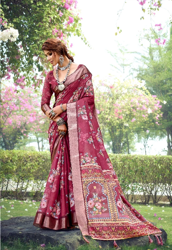 Designer Party Wear Heavy Tussar Ghicha Silk Saree (181457)