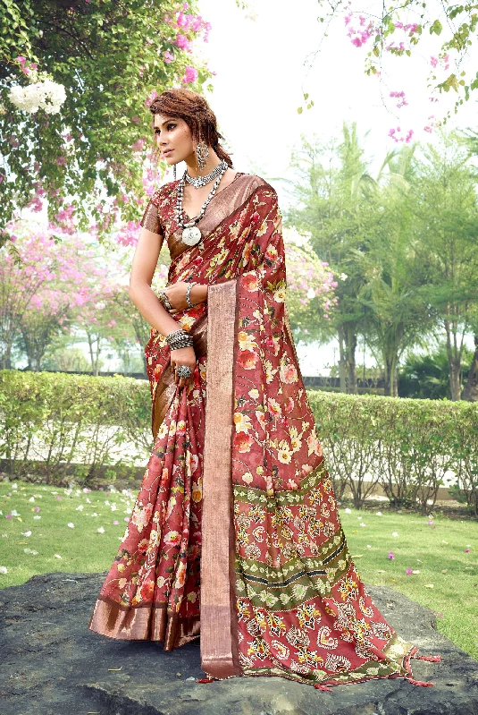 Designer Party Wear Heavy Tussar Ghicha Silk Saree (181460)