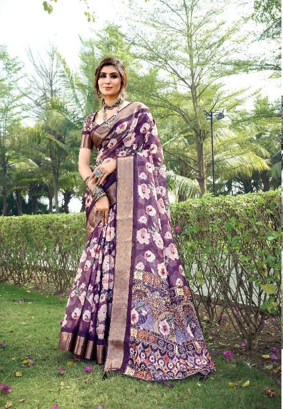 Designer Party Wear Heavy Tussar Ghicha Silk Saree (181464)