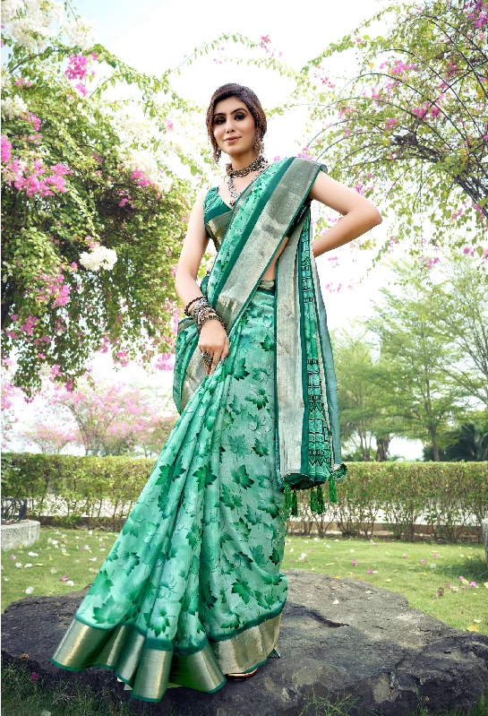 Designer Party Wear Heavy Tussar Ghicha Silk Saree (181465)