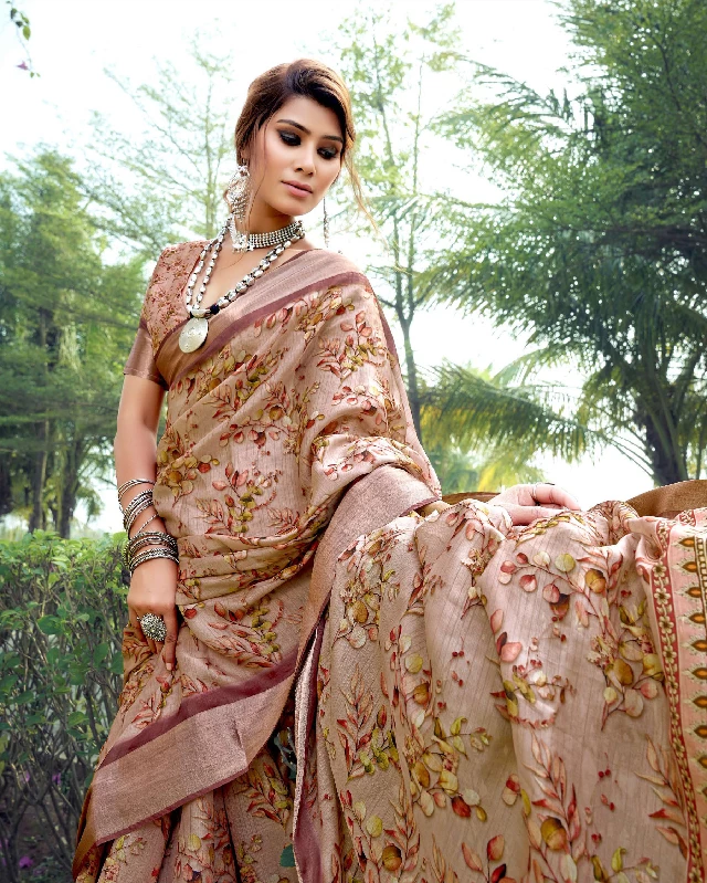 Designer Party Wear Heavy Tussar Ghicha Silk Saree (181458) - Image 2