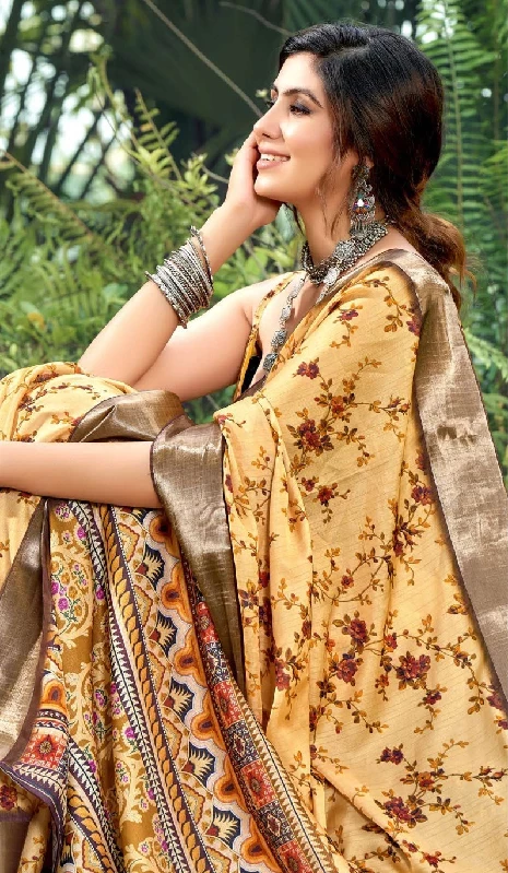 Designer Party Wear Heavy Tussar Ghicha Silk Saree (181459) - Image 3