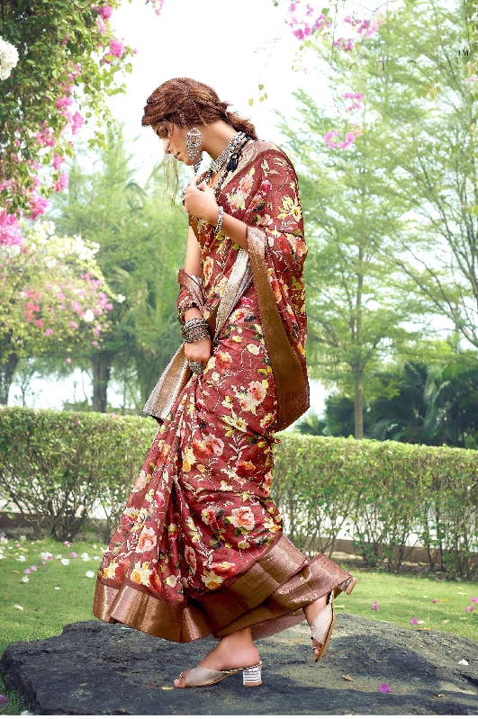 Designer Party Wear Heavy Tussar Ghicha Silk Saree (181460) - Image 2