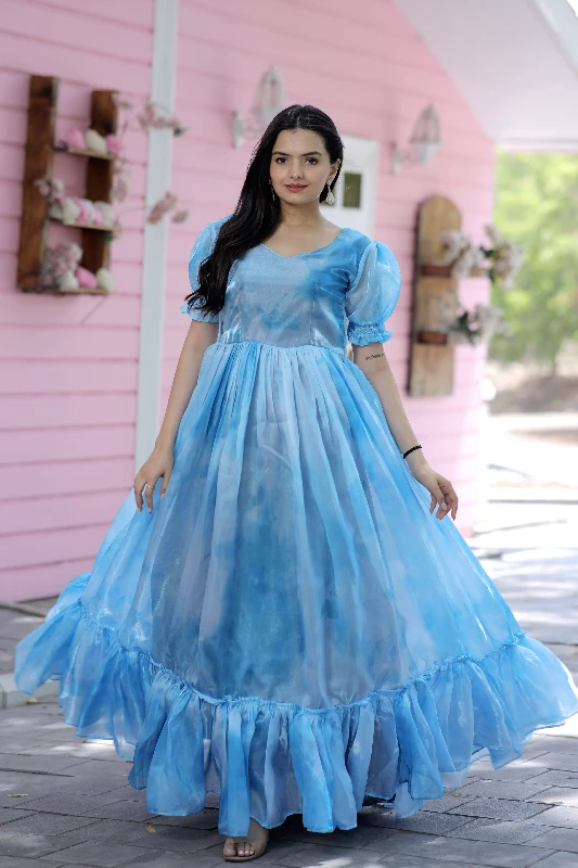 Designer Party Wear Readymade Gown Sky