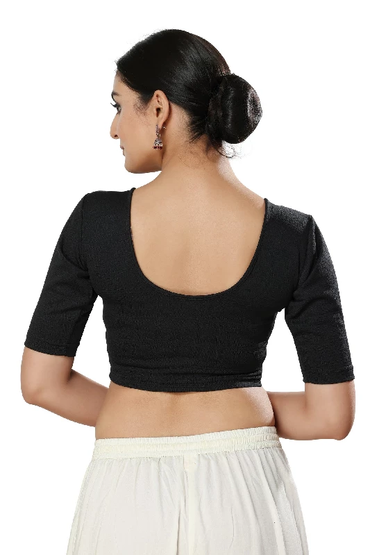 Designer Readymade Blouse, Georgette-Black - Image 4