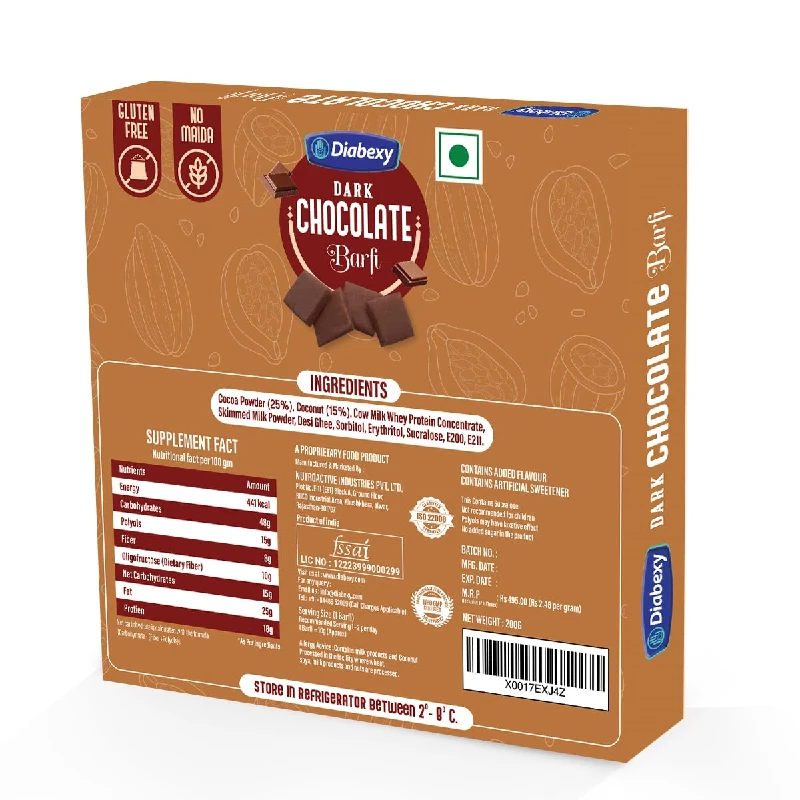 Diabexy Desi Ghee Dark Chocolate Barfi - Image 2