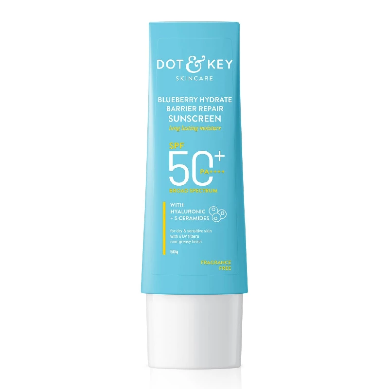 Dot & Key Blueberry Hydrate Barrier Repair Sunscreen SPF 50+, PA++++ Dot & Key Blueberry Hydrate Barrier Repair Sunscreen SPF 50+, PA++++-Pack Size-50g