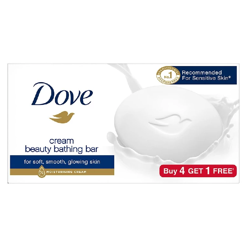Dove Cream Beauty Bathing Soap Bar (4+1 Free Combo) Dove Cream Beauty Bathing Soap Bar (4+1 Free Combo)-Pack Size-125 g