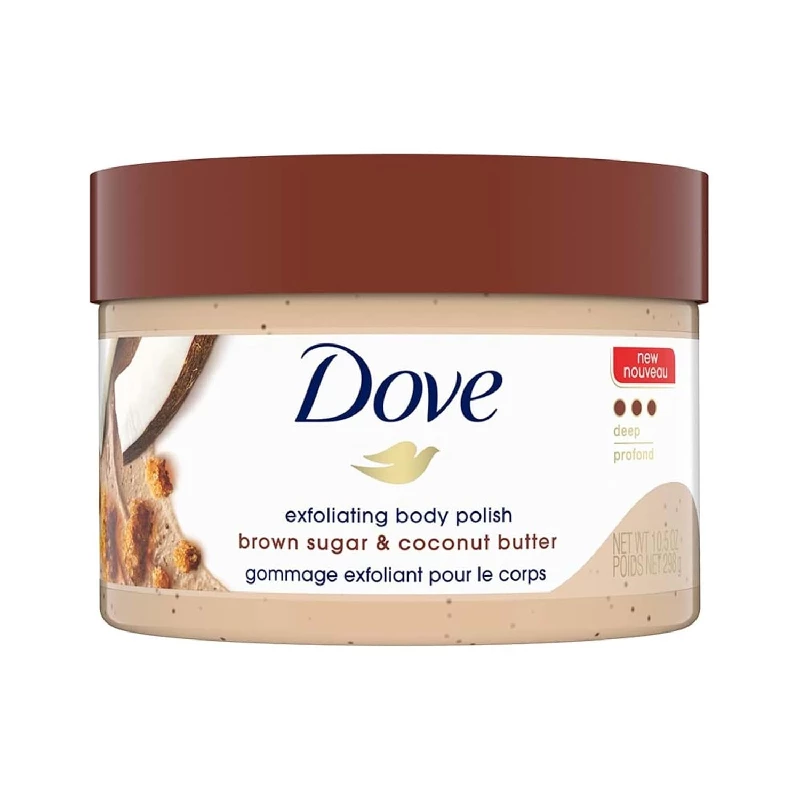 Dove Exfoliating Body Polish Scrub for Dry Skin with Brown Sugar & Coconut Butter Dove Exfoliating Body Polish Scrub for Dry Skin with Brown Sugar & Coconut Butter-Pack Size-298 g