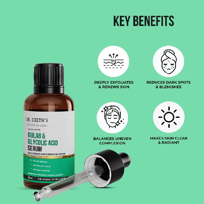 Dr. Sheth's Gulab & Glycolic Acid & Niacinamide Instant Brightening Face Serum - Image 2