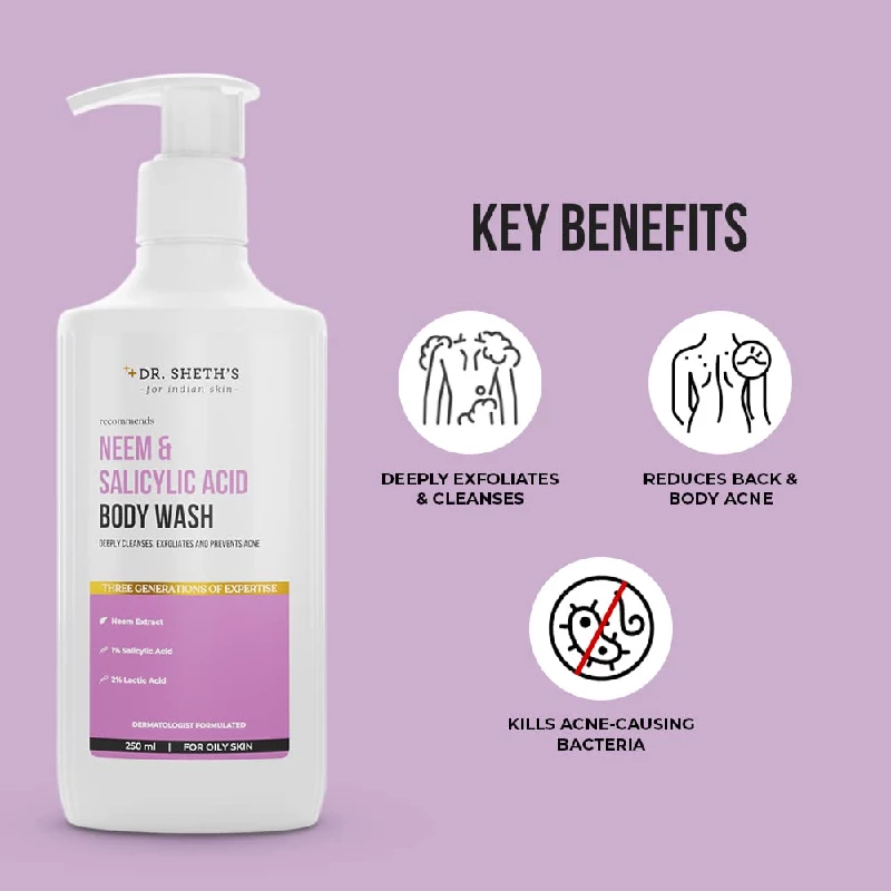 Dr. Sheth's Neem & Salicylic Acid Body Wash for Body Acne - Image 3