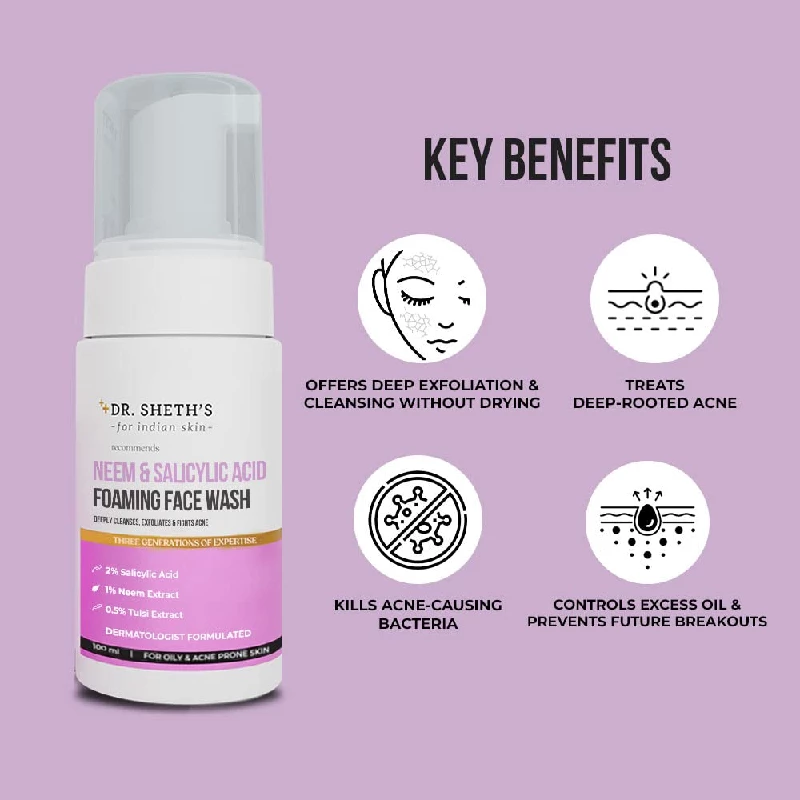 Dr. Sheth's Neem & Salicylic Acid Foaming Face Wash - Image 3