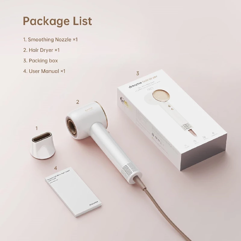 Dreame Glory Hair Dryer Fast Drying Negative Ionic Blow Dryer, 110,000 RPM Motor- White - Image 3