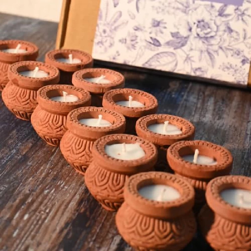 Dreamy Walls Handmade Terracotta Clay Candle Pot Dreamy Walls Handmade Terracotta Clay Candle Pot-Pack Size-Pack of 12