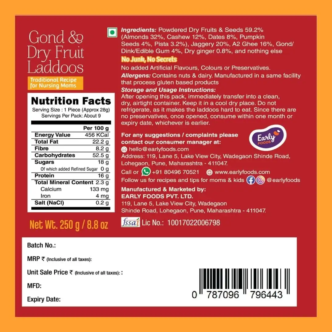 Early Foods Gond & Dry Fruits Laddoo - A2 Ghee - Image 5