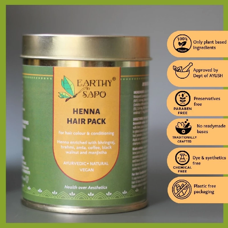 Earthy Sapo Ayurvedic Natural Henna Hair Pack - Image 6
