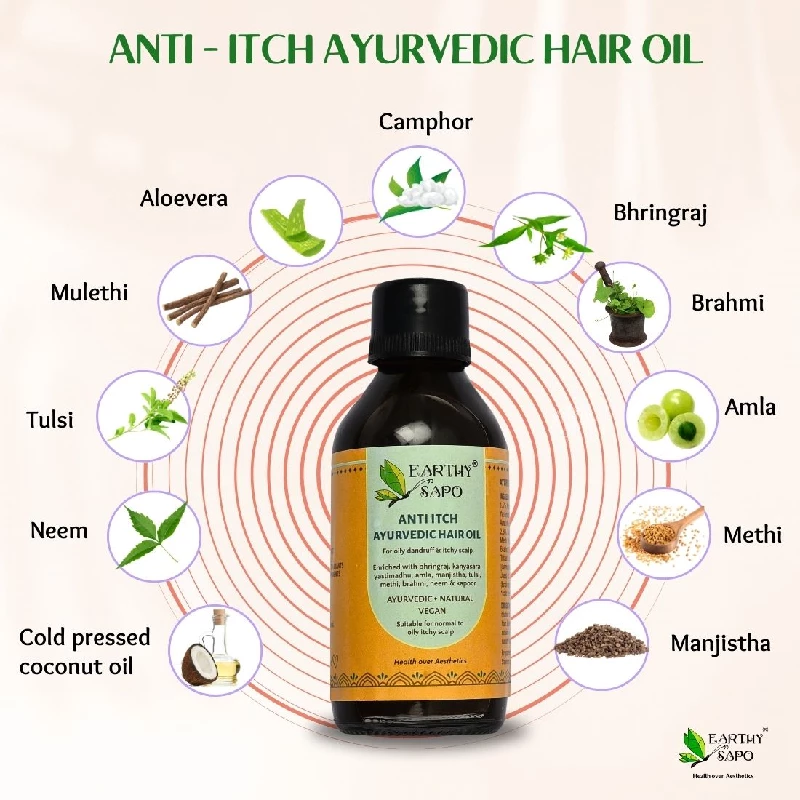Earthy Sapo Handmade Anti Itch Ayurvedic Hair Oil - Image 4