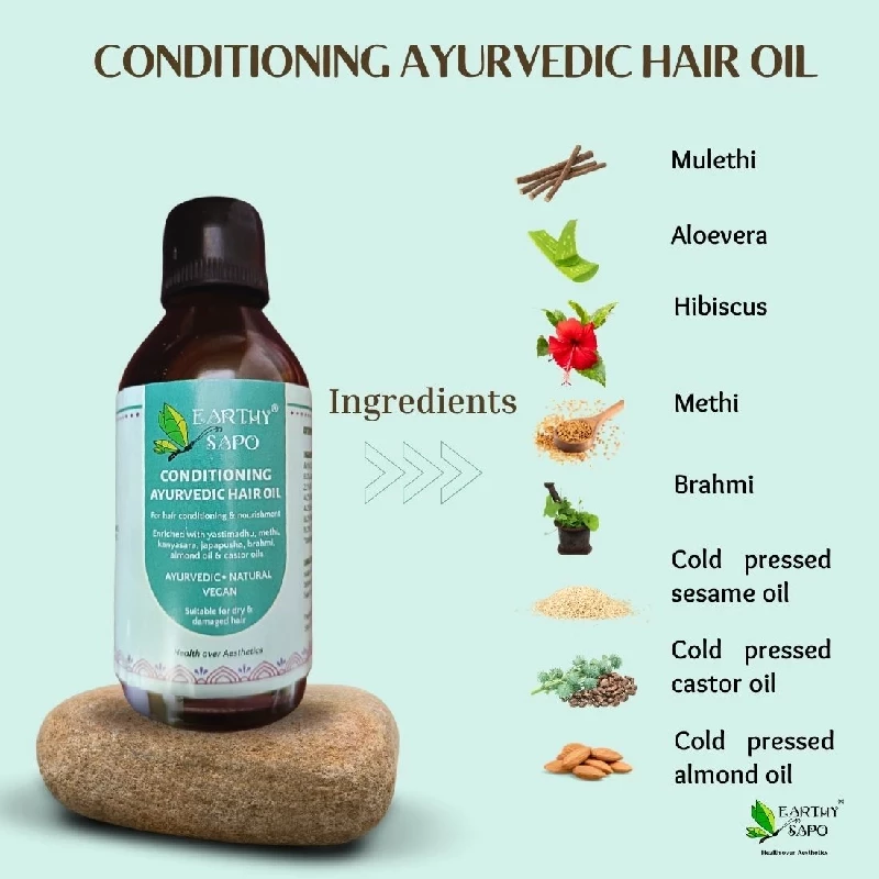 Earthy Sapo Handmade Conditioning Ayurvedic Hair Oil - Image 4
